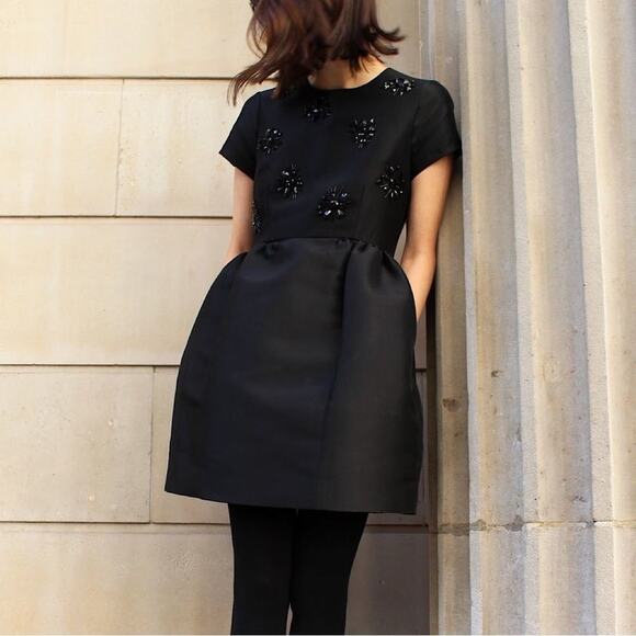 Kate Spade Women's 12 Dress Black Jewel Embellished Pockets Cocktail Party Glam - Picture 2 of 9